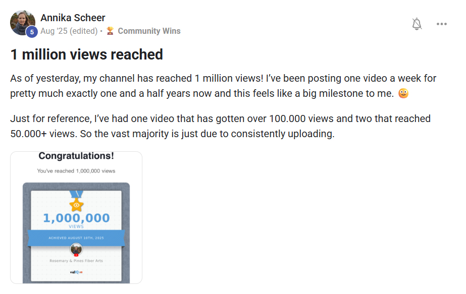 Annika Scheer reached 1 million views