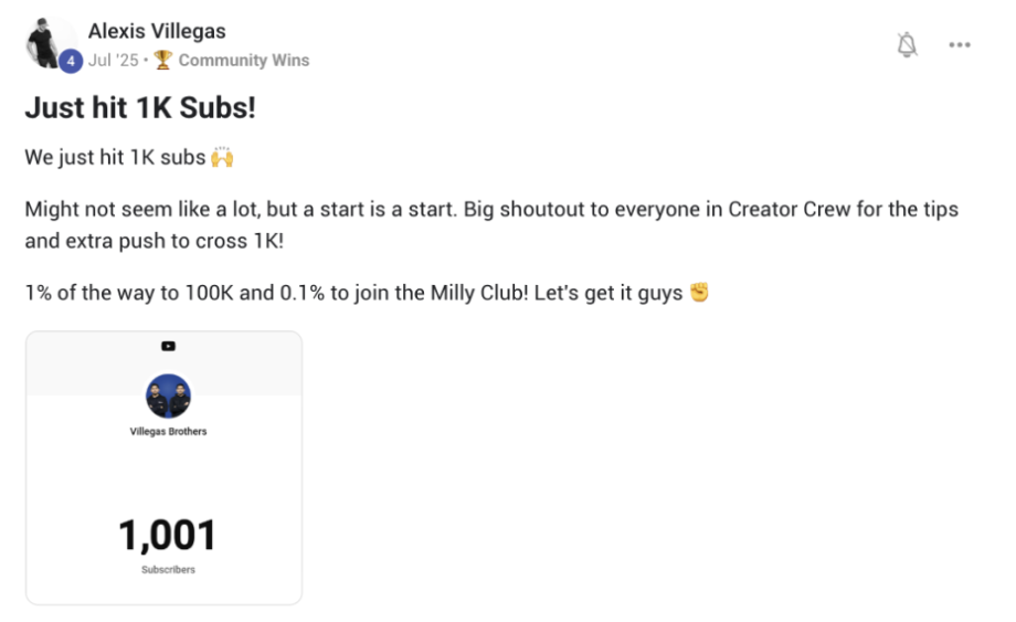 Alexis Villegas hit 1K subscribers
